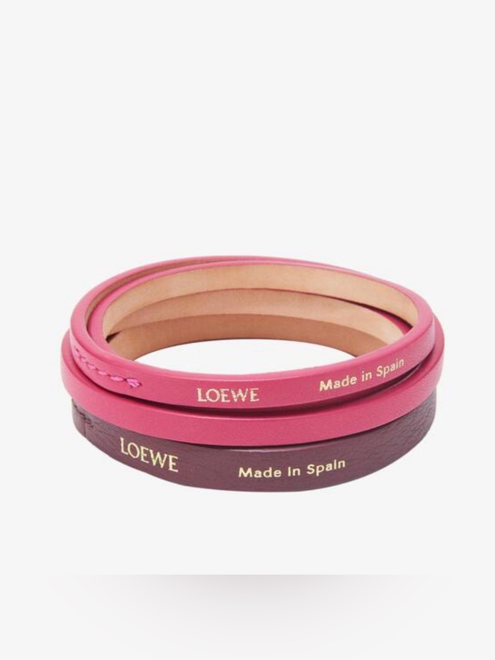 Loewe Calfskin Double Bangle Set in Burgundy/Magenta NWOT - Picture 2 of 4